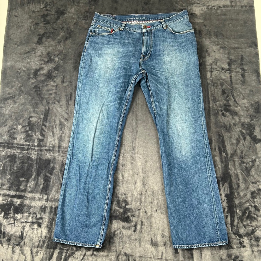 Tommy Hilfiger Mercer Jeans Mens 38x34 Blue Regular Fit Straight Leg Denim